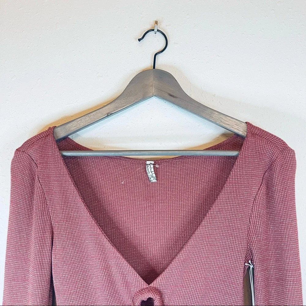 Free People Intimatly Bell Sleeve Cut Off Ruffle Top Size XS NWT